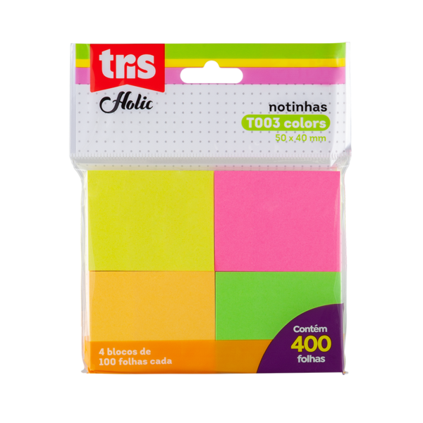 Bloco Adesivo Colors Holic Pop T003 - Poly C/4 Blocos X 100 Fls - Tris