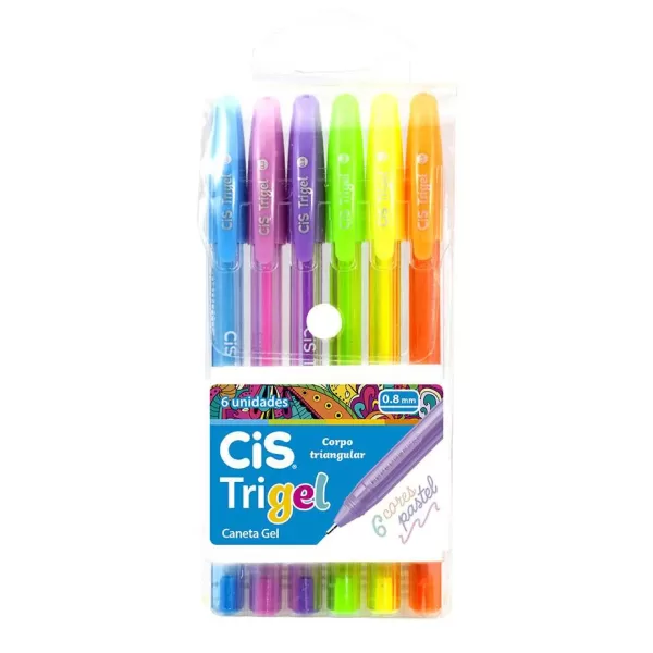 Cis Trigel Caneta Gel 0.8mm Pastel Estojo C/6