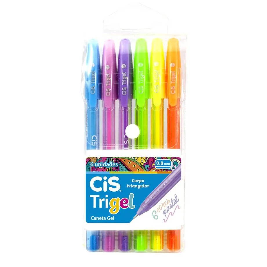 Cis Trigel Caneta Gel 0.8mm Pastel Estojo C/6