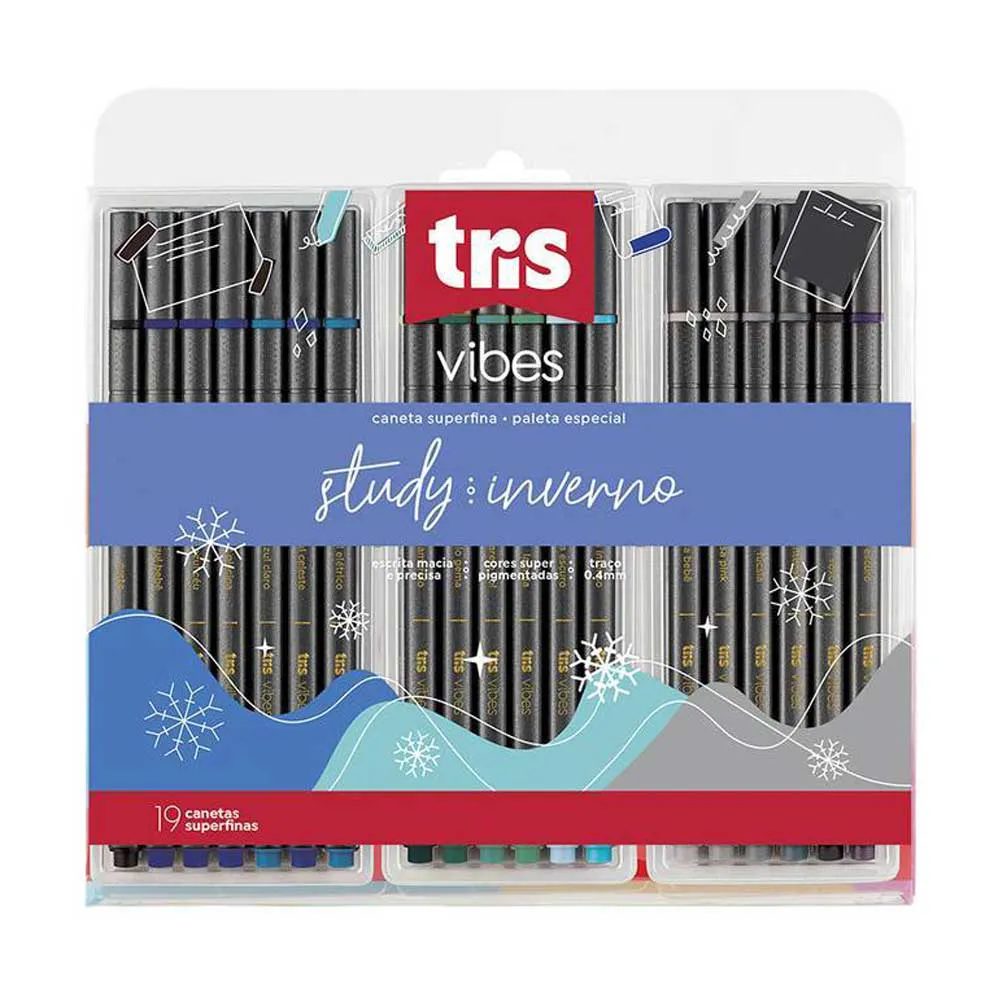 Caneta Superfina Vibes - Study Inverno - 19 Cores - Tris
